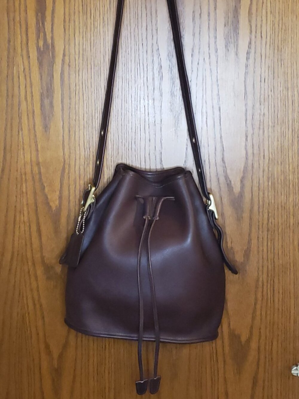Vintage COACH Mahogany Lula's Legacy Drawstring Shoulder Bucket Bag #9952